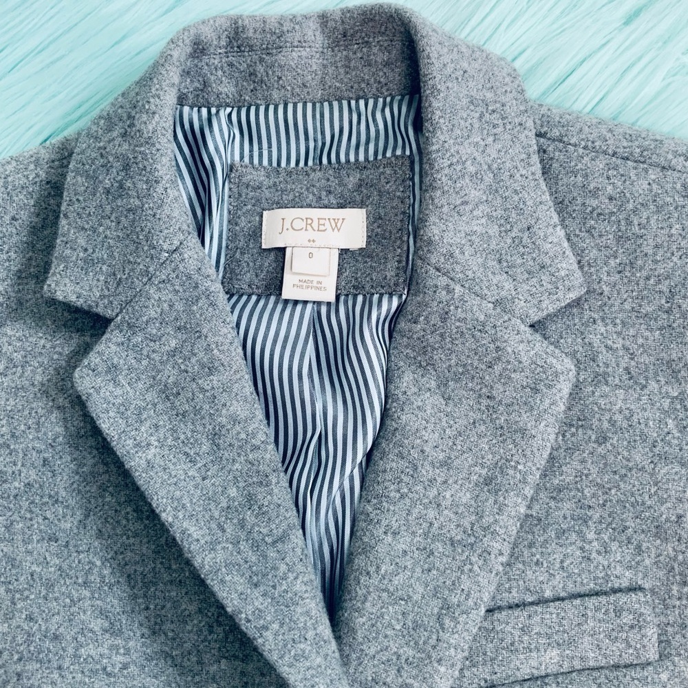 J Crew Mercantile Gray Wool Blend Blazer Jacket Gold Crest Buttons - Picture 3 of 7